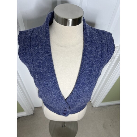 Vintage TanJay Knit Sweater Vest Sz S Purple V-Neck Collard Cottagecore Grandma - Picture 3 of 8